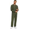 imageCOOFANDY Mens 2 Piece Tracksuit Set Polo Athletic Sweatsuit Quarter Zip Jogging Long Sleeve Casual Sports OutfitsArmy Green