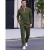 imageCOOFANDY Mens 2 Piece Tracksuit Set Polo Athletic Sweatsuit Quarter Zip Jogging Long Sleeve Casual Sports OutfitsArmy Green