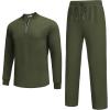imageCOOFANDY Mens 2 Piece Tracksuit Set Polo Athletic Sweatsuit Quarter Zip Jogging Long Sleeve Casual Sports OutfitsArmy Green