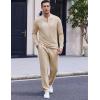 imageCOOFANDY Mens 2 Piece Tracksuit Set Polo Athletic Sweatsuit Quarter Zip Jogging Long Sleeve Casual Sports OutfitsBeige