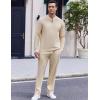 imageCOOFANDY Mens 2 Piece Tracksuit Set Polo Athletic Sweatsuit Quarter Zip Jogging Long Sleeve Casual Sports OutfitsBeige