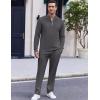 imageCOOFANDY Mens 2 Piece Tracksuit Set Polo Athletic Sweatsuit Quarter Zip Jogging Long Sleeve Casual Sports OutfitsDark Grey