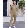 imageCOOFANDY Mens 2 Piece Tracksuit Set Polo Athletic Sweatsuit Quarter Zip Jogging Long Sleeve Casual Sports OutfitsKhaki