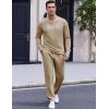 imageCOOFANDY Mens 2 Piece Tracksuit Set Polo Athletic Sweatsuit Quarter Zip Jogging Long Sleeve Casual Sports OutfitsKhaki