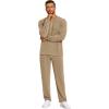 imageCOOFANDY Mens 2 Piece Tracksuit Set Polo Athletic Sweatsuit Quarter Zip Jogging Long Sleeve Casual Sports OutfitsKhaki