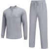 imageCOOFANDY Mens 2 Piece Tracksuit Set Polo Athletic Sweatsuit Quarter Zip Jogging Long Sleeve Casual Sports OutfitsLight Grey
