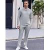 imageCOOFANDY Mens 2 Piece Tracksuit Set Polo Athletic Sweatsuit Quarter Zip Jogging Long Sleeve Casual Sports OutfitsLight Grey