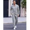 imageCOOFANDY Mens 2 Piece Tracksuit Set Polo Athletic Sweatsuit Quarter Zip Jogging Long Sleeve Casual Sports OutfitsLight Grey