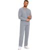 imageCOOFANDY Mens 2 Piece Tracksuit Set Polo Athletic Sweatsuit Quarter Zip Jogging Long Sleeve Casual Sports OutfitsLight Grey