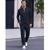 imageCOOFANDY Mens 2 Piece Tracksuit Set Polo Athletic Sweatsuit Quarter Zip Jogging Long Sleeve Casual Sports OutfitsNavy Blue