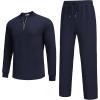 imageCOOFANDY Mens 2 Piece Tracksuit Set Polo Athletic Sweatsuit Quarter Zip Jogging Long Sleeve Casual Sports OutfitsNavy Blue