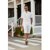 imageCOOFANDY Mens 2 Pieces Linen Set Casual Henley Shirts Short Sleeve Beach Yoga Shorts Summer Pants Outfits01white