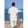 imageCOOFANDY Mens 2 Pieces Linen Set Casual Henley Shirts Short Sleeve Beach Yoga Shorts Summer Pants Outfits01white