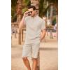 imageCOOFANDY Mens 2 Pieces Linen Set Casual Henley Shirts Short Sleeve Beach Yoga Shorts Summer Pants OutfitsBeige
