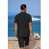 imageCOOFANDY Mens 2 Pieces Linen Set Casual Henley Shirts Short Sleeve Beach Yoga Shorts Summer Pants OutfitsBlack