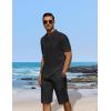imageCOOFANDY Mens 2 Pieces Linen Set Casual Henley Shirts Short Sleeve Beach Yoga Shorts Summer Pants OutfitsBlack