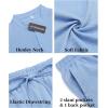 imageCOOFANDY Mens 2 Pieces Linen Set Casual Henley Shirts Short Sleeve Beach Yoga Shorts Summer Pants OutfitsBlue
