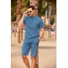 imageCOOFANDY Mens 2 Pieces Linen Set Casual Henley Shirts Short Sleeve Beach Yoga Shorts Summer Pants OutfitsDark Blue
