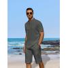 imageCOOFANDY Mens 2 Pieces Linen Set Casual Henley Shirts Short Sleeve Beach Yoga Shorts Summer Pants OutfitsDark Grey