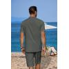 imageCOOFANDY Mens 2 Pieces Linen Set Casual Henley Shirts Short Sleeve Beach Yoga Shorts Summer Pants OutfitsDark Grey