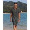 imageCOOFANDY Mens 2 Pieces Linen Set Casual Henley Shirts Short Sleeve Beach Yoga Shorts Summer Pants OutfitsDark Grey