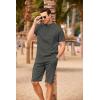 imageCOOFANDY Mens 2 Pieces Linen Set Casual Henley Shirts Short Sleeve Beach Yoga Shorts Summer Pants OutfitsDark Grey