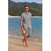 imageCOOFANDY Mens 2 Pieces Linen Set Casual Henley Shirts Short Sleeve Beach Yoga Shorts Summer Pants OutfitsGrey