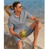 imageCOOFANDY Mens 2 Pieces Linen Set Casual Henley Shirts Short Sleeve Beach Yoga Shorts Summer Pants OutfitsGrey