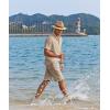 imageCOOFANDY Mens 2 Pieces Linen Set Casual Henley Shirts Short Sleeve Beach Yoga Shorts Summer Pants OutfitsKhaki