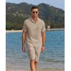 imageCOOFANDY Mens 2 Pieces Linen Set Casual Henley Shirts Short Sleeve Beach Yoga Shorts Summer Pants OutfitsKhaki