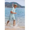 imageCOOFANDY Mens 2 Pieces Linen Set Casual Henley Shirts Short Sleeve Beach Yoga Shorts Summer Pants OutfitsLight Blue