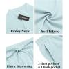 imageCOOFANDY Mens 2 Pieces Linen Set Casual Henley Shirts Short Sleeve Beach Yoga Shorts Summer Pants OutfitsLight Blue