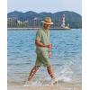 imageCOOFANDY Mens 2 Pieces Linen Set Casual Henley Shirts Short Sleeve Beach Yoga Shorts Summer Pants OutfitsLight Green