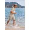 imageCOOFANDY Mens 2 Pieces Linen Set Casual Henley Shirts Short Sleeve Beach Yoga Shorts Summer Pants OutfitsLight Khaki
