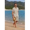 imageCOOFANDY Mens 2 Pieces Linen Set Casual Henley Shirts Short Sleeve Beach Yoga Shorts Summer Pants OutfitsLight Khaki