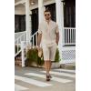 imageCOOFANDY Mens 2 Pieces Linen Set Casual Henley Shirts Short Sleeve Beach Yoga Shorts Summer Pants OutfitsLight Khaki