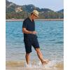 imageCOOFANDY Mens 2 Pieces Linen Set Casual Henley Shirts Short Sleeve Beach Yoga Shorts Summer Pants OutfitsNavy Blue