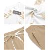 imageCOOFANDY Mens 2 Pieces Linen Set Casual Henley Shirts Short Sleeve Beach Yoga Shorts Summer Pants OutfitsPalm Pattern