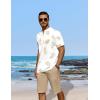 imageCOOFANDY Mens 2 Pieces Linen Set Casual Henley Shirts Short Sleeve Beach Yoga Shorts Summer Pants OutfitsPalm Pattern