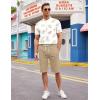 imageCOOFANDY Mens 2 Pieces Linen Set Casual Henley Shirts Short Sleeve Beach Yoga Shorts Summer Pants OutfitsPalm Pattern