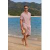 imageCOOFANDY Mens 2 Pieces Linen Set Casual Henley Shirts Short Sleeve Beach Yoga Shorts Summer Pants OutfitsPink