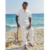 imageCOOFANDY Mens 2 Pieces Set Short Sleeve Casual Henley Shirts Beach Yoga Pants Summer Beach OutfitAll White