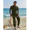 imageCOOFANDY Mens 2 Pieces Set Short Sleeve Casual Henley Shirts Beach Yoga Pants Summer Beach OutfitArmy Green