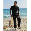 imageCOOFANDY Mens 2 Pieces Set Short Sleeve Casual Henley Shirts Beach Yoga Pants Summer Beach OutfitBlack