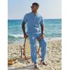 imageCOOFANDY Mens 2 Pieces Set Short Sleeve Casual Henley Shirts Beach Yoga Pants Summer Beach OutfitBlue