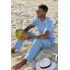 imageCOOFANDY Mens 2 Pieces Set Short Sleeve Casual Henley Shirts Beach Yoga Pants Summer Beach OutfitBlue