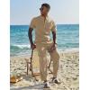 imageCOOFANDY Mens 2 Pieces Set Short Sleeve Casual Henley Shirts Beach Yoga Pants Summer Beach OutfitKhaki