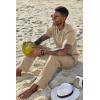 imageCOOFANDY Mens 2 Pieces Set Short Sleeve Casual Henley Shirts Beach Yoga Pants Summer Beach OutfitKhaki