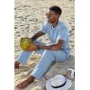 imageCOOFANDY Mens 2 Pieces Set Short Sleeve Casual Henley Shirts Beach Yoga Pants Summer Beach OutfitLight Blue