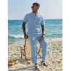 imageCOOFANDY Mens 2 Pieces Set Short Sleeve Casual Henley Shirts Beach Yoga Pants Summer Beach OutfitLight Blue